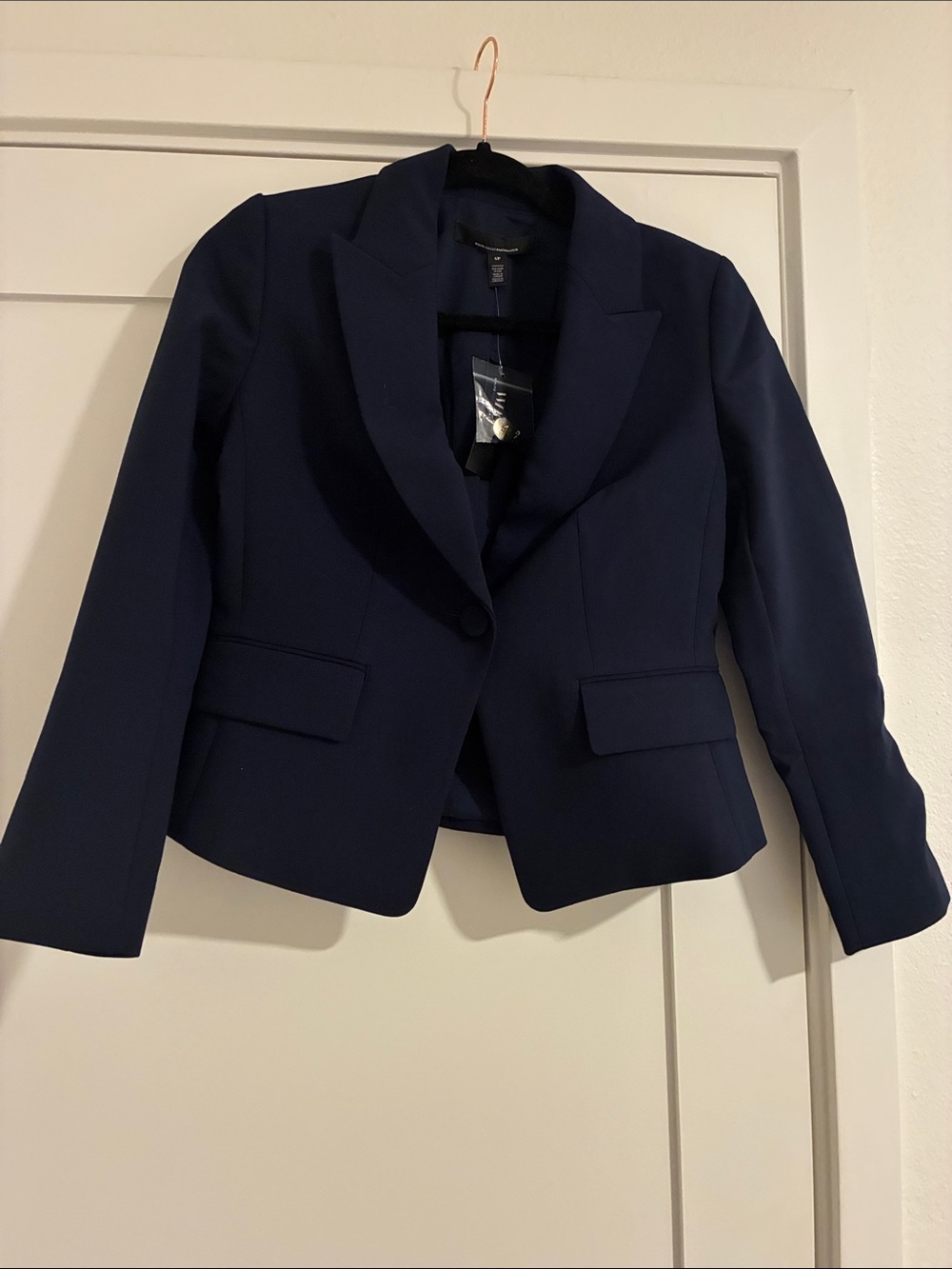 White House Black Market Navy Single-Button Blazer